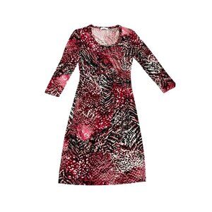 NWOT Calvin Klein Animal Print Faux Wrap 3/4 Sleeve Dress Size 4